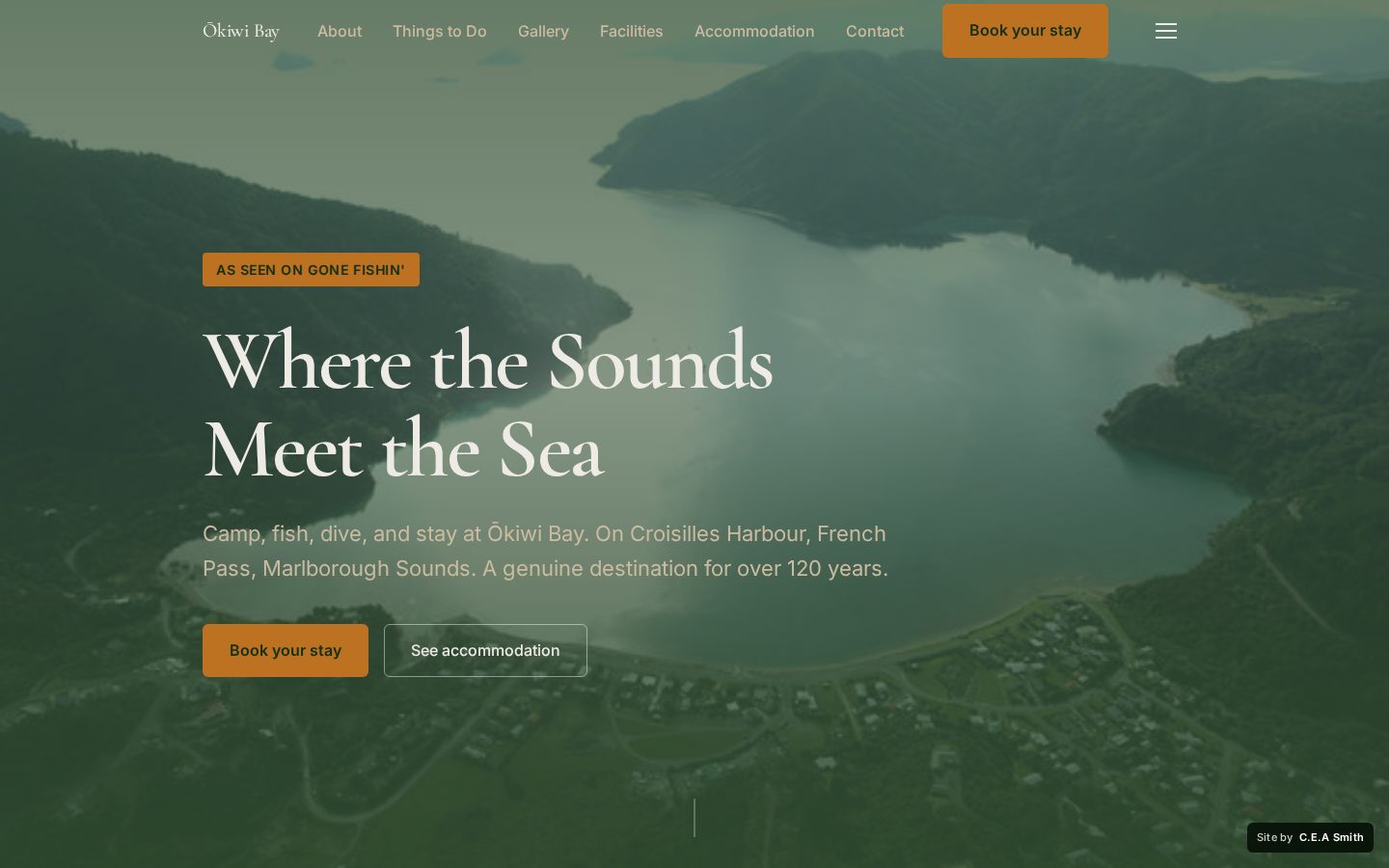 The Ōkiwi Bay Holiday Park website